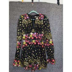 Lovers + Friends Kensington Floral Embroidered Sequin Mini Dress Womens Size M